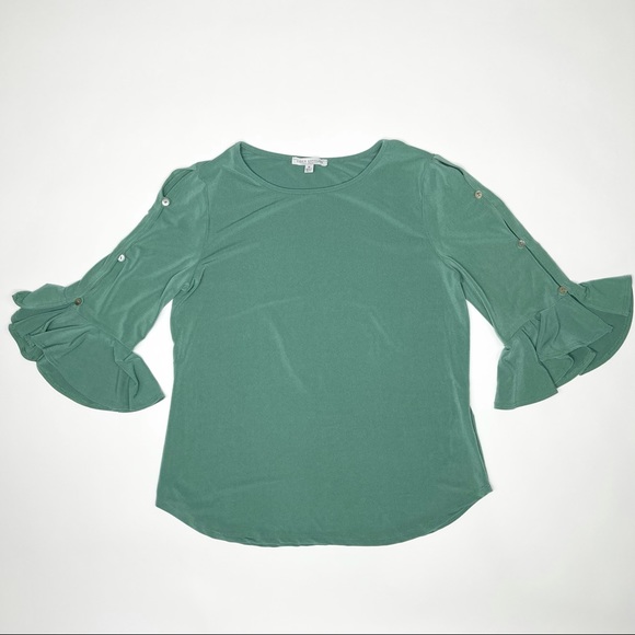 Anthropologie Tops - Anthropologie Green Envelope Top Blouse Size M. S